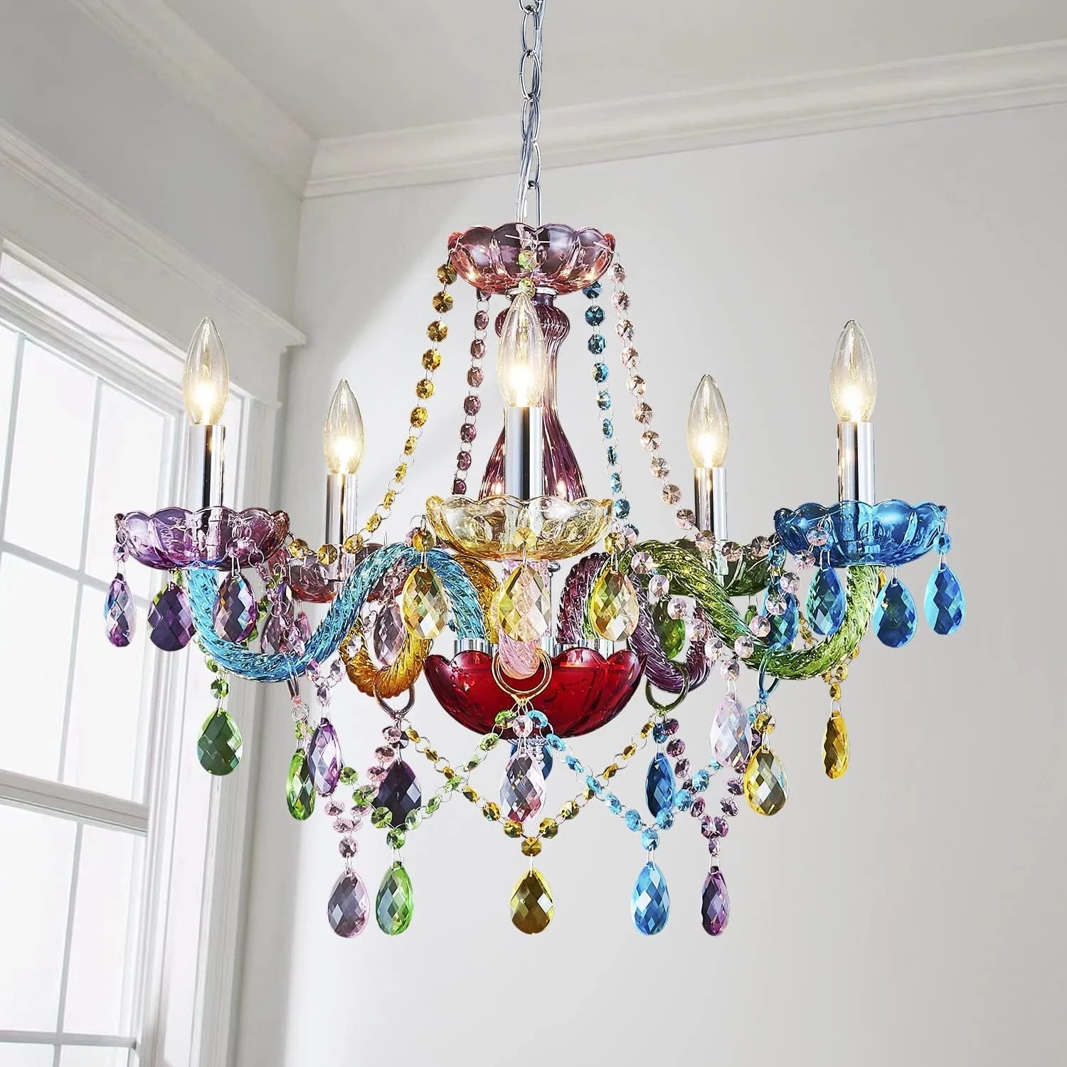 Mossi 5 Light Modern Contemporary Elegant K9 Crystal Glass Chandelier Pendant Ceiling Lighting Fixture - Image 8