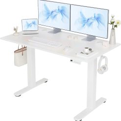 New Arrivals Electric Standing Desk, Adjustable Height Stand up Desk, 24x48 Inches Sit Stand Home Office Desk with Splice