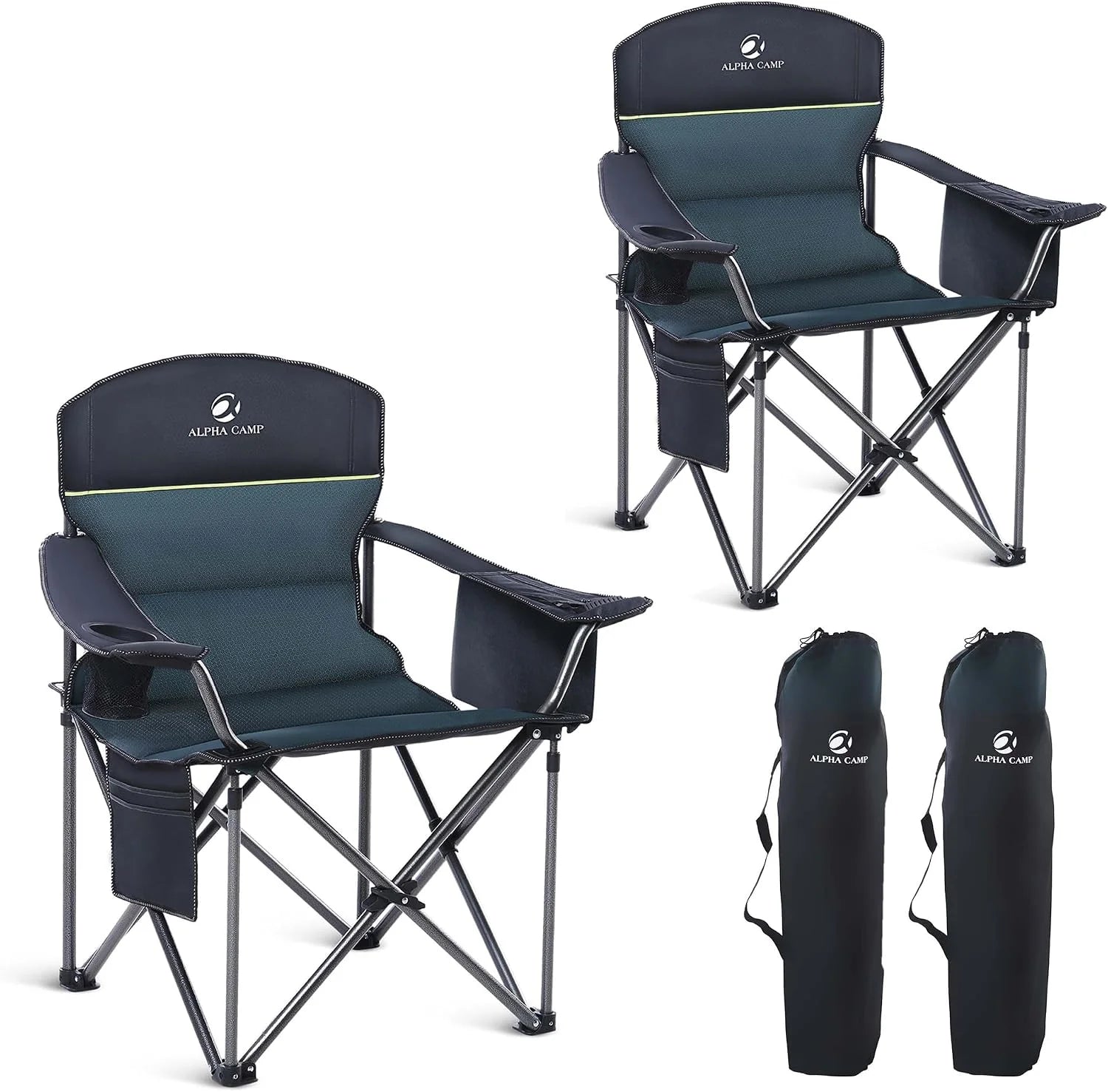 LET鈥橲 CAMP Folding Camping Chair Oversized Heavy Duty Padded Outdoor Chair with Cup Holder Storage and Cooler Bag bifanuoyard - Image 8