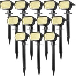Alternative view of Solar Spot Lights Outdoor Waterproof IP65, 12 Pack Landscape Spotlights with 46 LEDs, 3 Modes Auto On/Off Solar