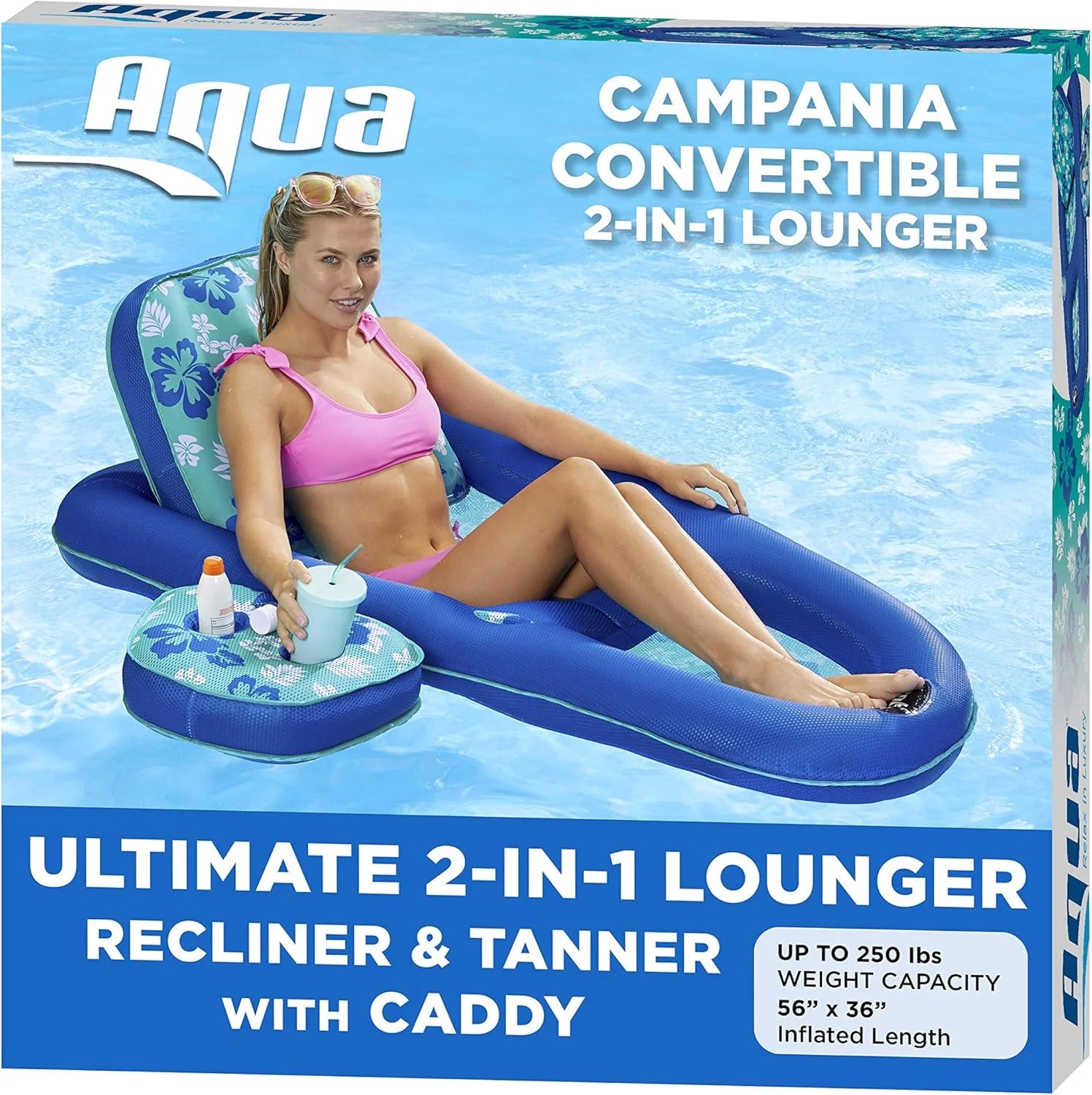 Campania Ultimate 2-in-1 Pool Float Lounge, Extra Large, Inflatable Pool Floats for Adults with Adjustable Backrest - Image 3