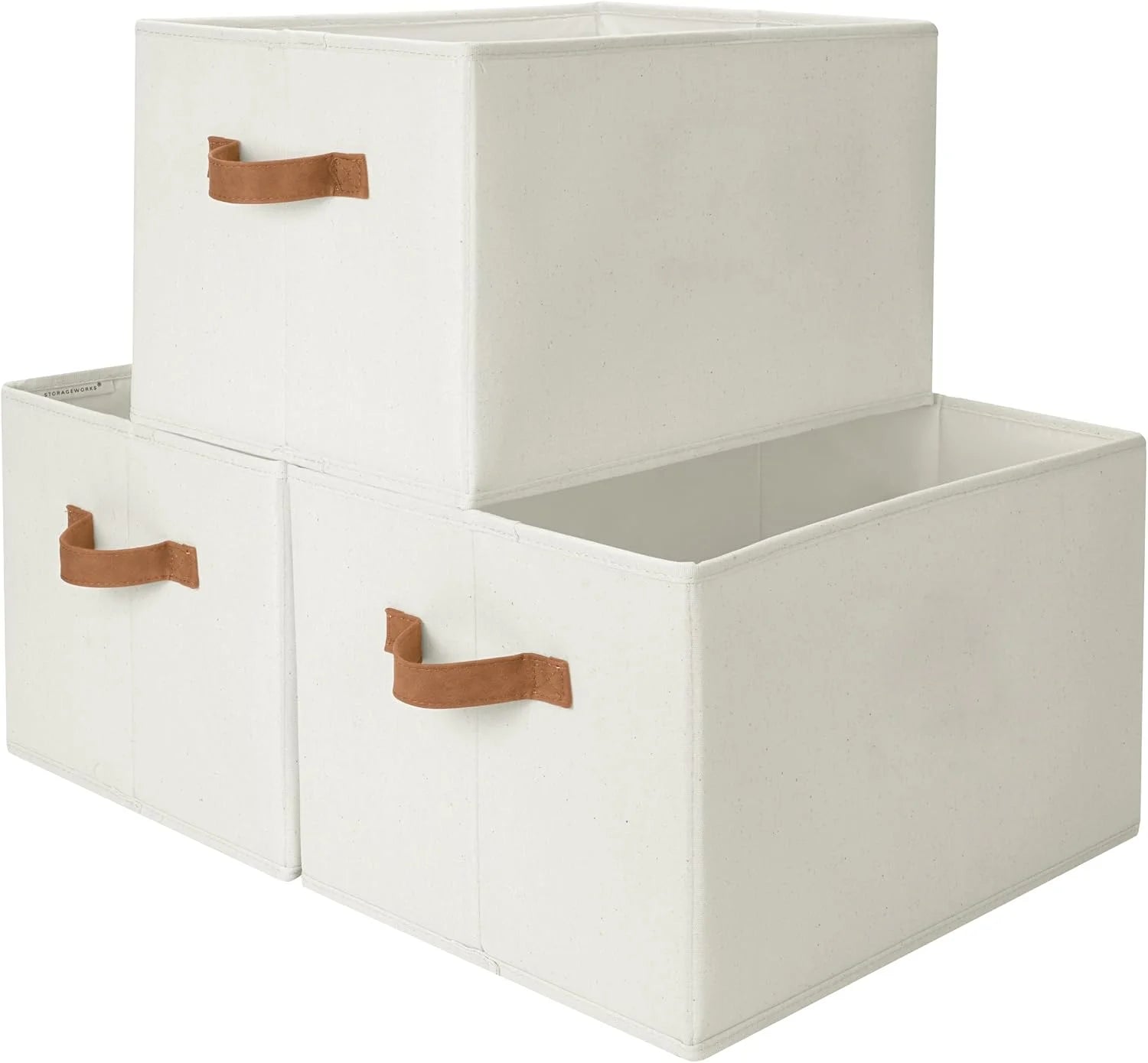 StorageWorks Fabric Storage Bins with Rope Handles, Beige, Extra Large, Collapsible Closet Storage Bins, Closet bifanuoyard - Image 18