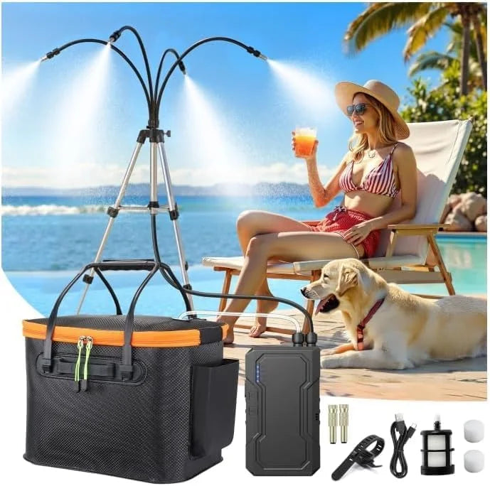 New Arrivals Portable Misting System for Outside Patio, Outdoor Water Cooling Mister with Battery Powered Pump (Max 8Hrs) - Image 2