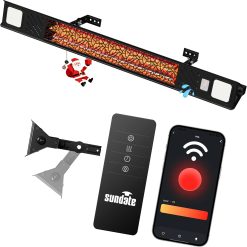 Hanging Electric Patio Heater with Light Ceiling Outdoor, Wifi Control, 1500W Infrared 9 Heat Levels, 24H Timers