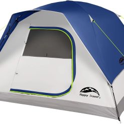 Alternative view of Happy Travel Camping Tent, 4 Person Dome Tents for Camping with Rainfly, Waterproof Clip Easy Setup Portable Family Tent bifanuoyard