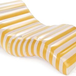 Alternative view of New Arrivals Giant Yellow & White Cabana Inflatable Chaise Lounger Pool Float, Chair Pool Float, Nearly 6 Feet Long