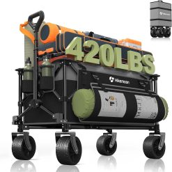 New Arrivals 150L Collapsible Wagon Compact with Big Wheels, 420LBS Black