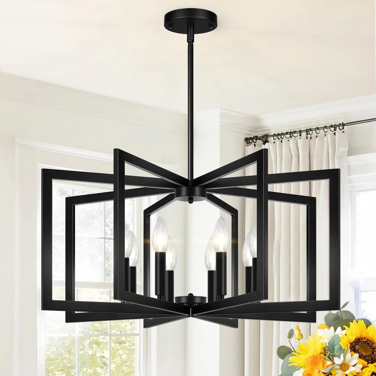 25-61 Height Adjustable Modern Matte Black Chandelier for Dining Room bifanuoyard - Image 9