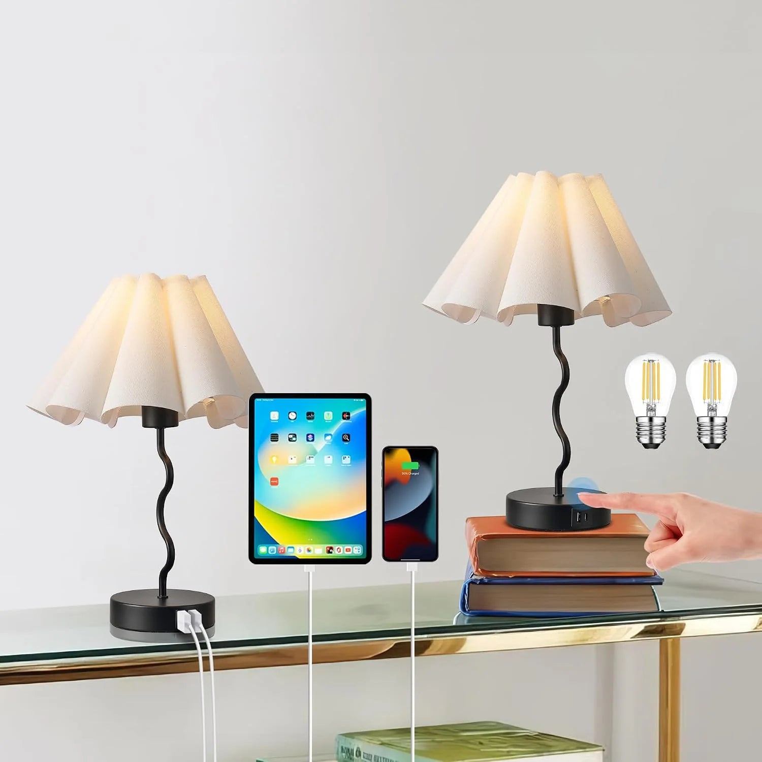 New Arrivals Pleated Table Lamp, Modern Lamp for Bedroom Home Office Decor - Image 4
