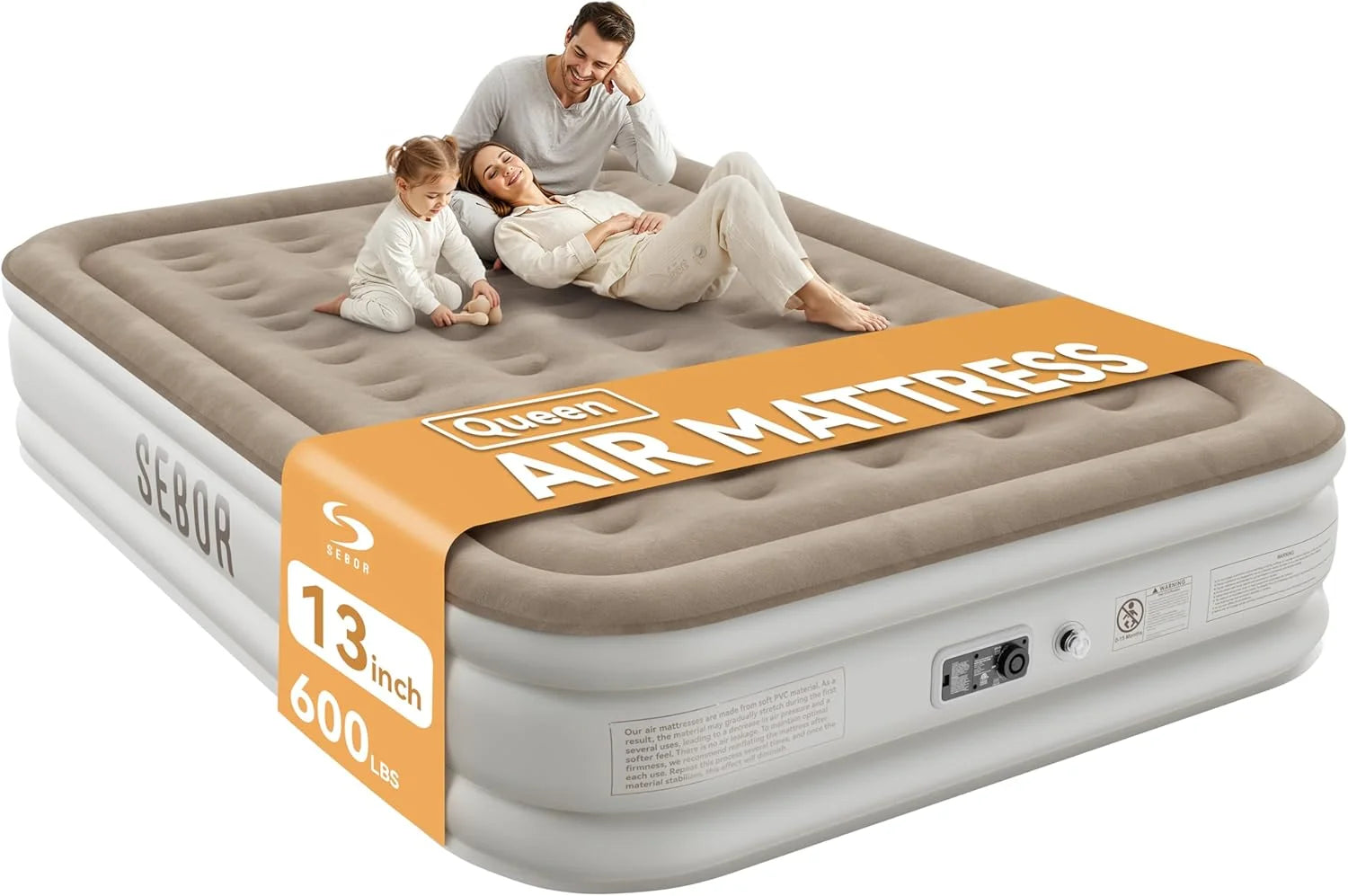 Sebor Air Mattress with Built-in Pump, Comfortable Self-Inflating Air Mattress with High-Speed Pump, 18 Twin XL) bifanuoyard - Image 2