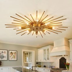 ZGLAOJT Semi Flush Mount 8 Light Ceiling Light Modern Metal Ceiling Lighting Gold Light Fixture Chandelier for bifanuoyard