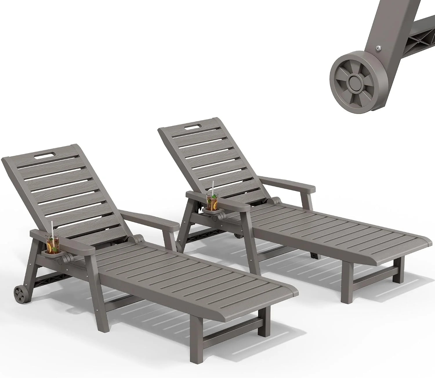 Lounge Chair, Pool Lounge Chairs Set of 2, Waterproof Sun Loungers Chair, 5-Positions Adjustable Outdoor Lounge Chairs bifanuoyard - Image 3