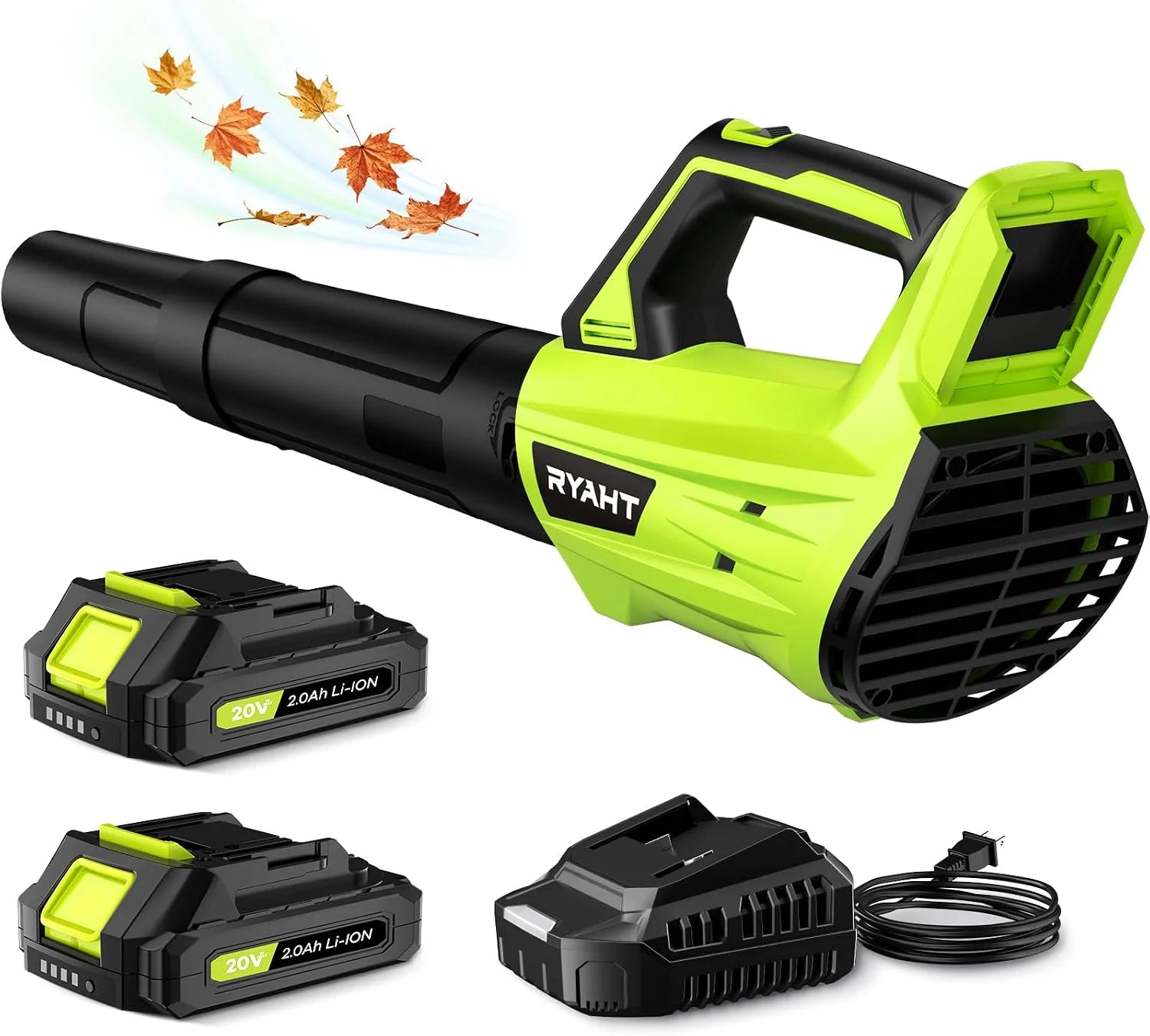 New Arrivals Blower Cordless, Leaf Blower with Battery and Charger – 2 Speed Modes, 2 Batteries