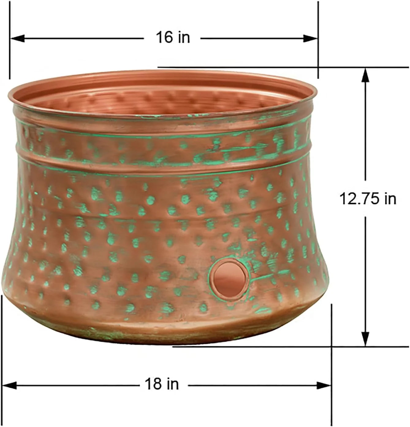 New Arrivals Garden 1917-G Hose Pot, Hammered, Patina - Image 6