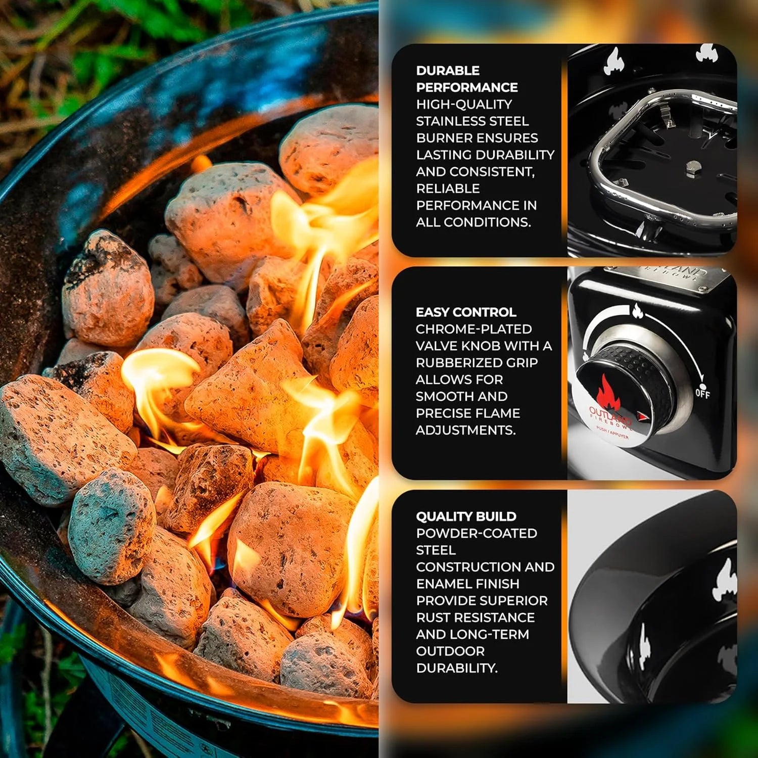 New Arrivals Living Portable Propane Fire Pit, 19-inch, 58, 000 BTU with Fire Pit Cover & Carry Kit - Image 5
