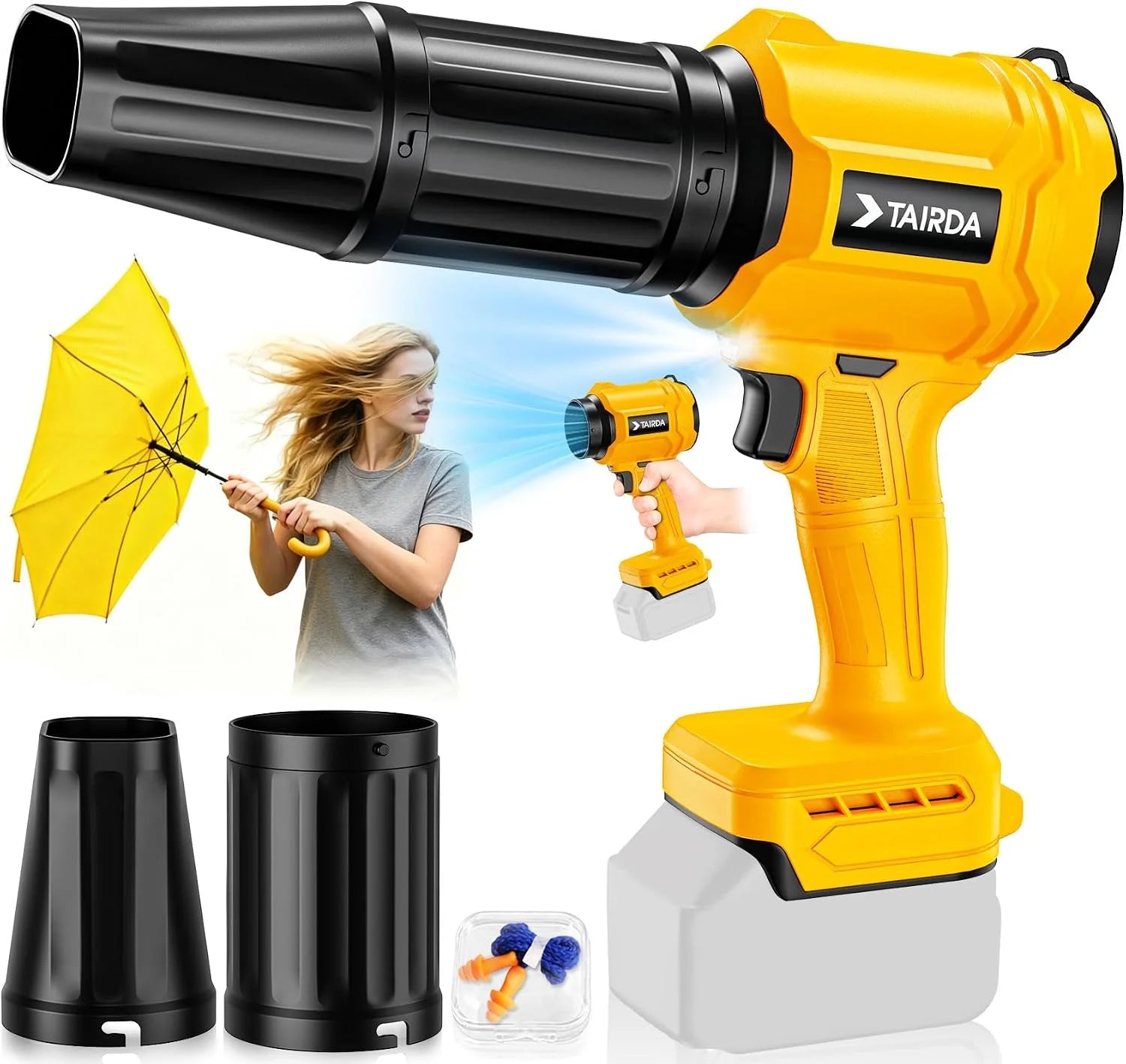 TAIRDA Cordless Leaf Blower Compatible for Dewalt 20V Battery(NO Battery), Mini Turbo Jet Blower with 2 Nozzles - Image 4
