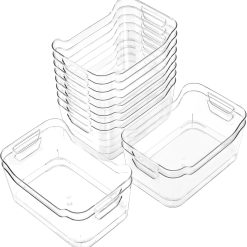 12 Pack Clear Plastic Storage Bins, Pantry Organizers and Storage, Clear Pantry Organizer Bins, Plastic Containers bifanuoyard