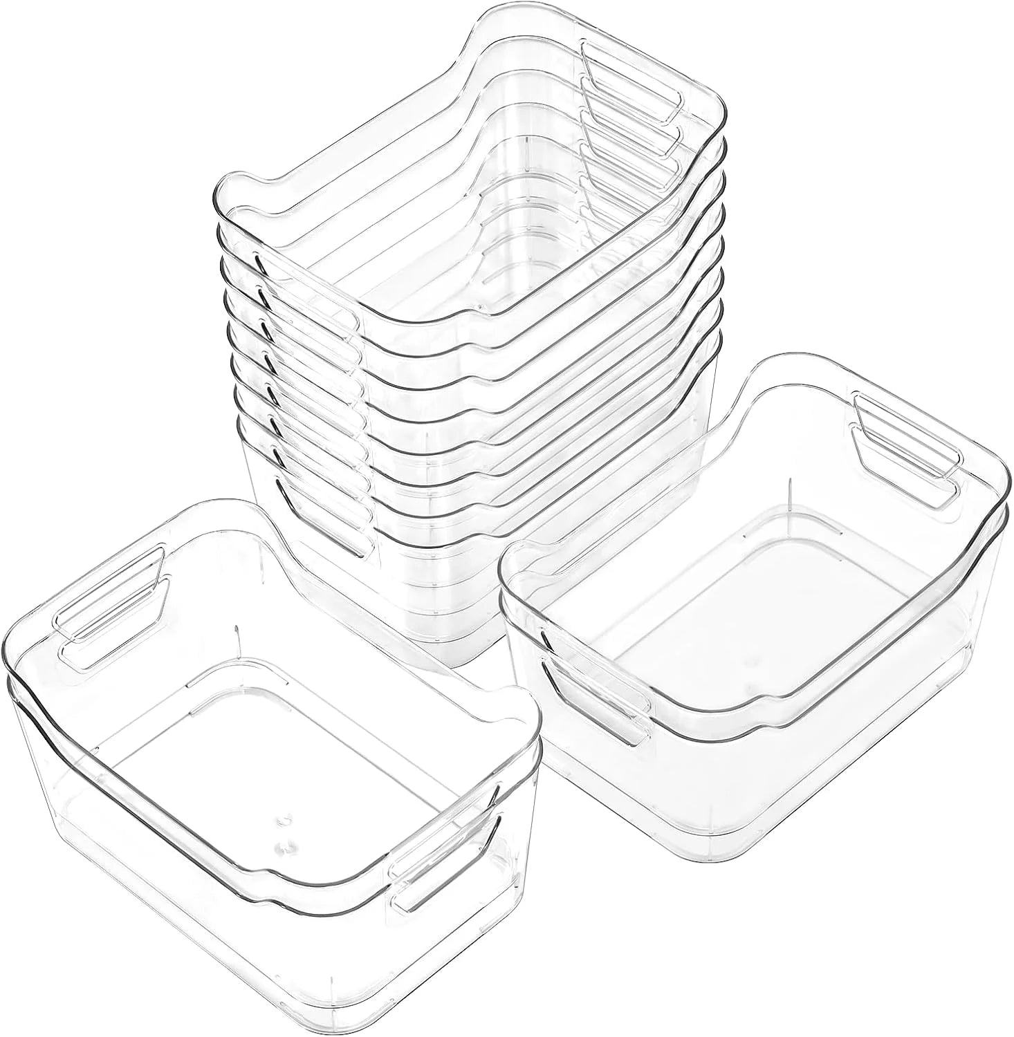 12 Pack Clear Plastic Storage Bins, Pantry Organizers and Storage, Clear Pantry Organizer Bins, Plastic Containers bifanuoyard