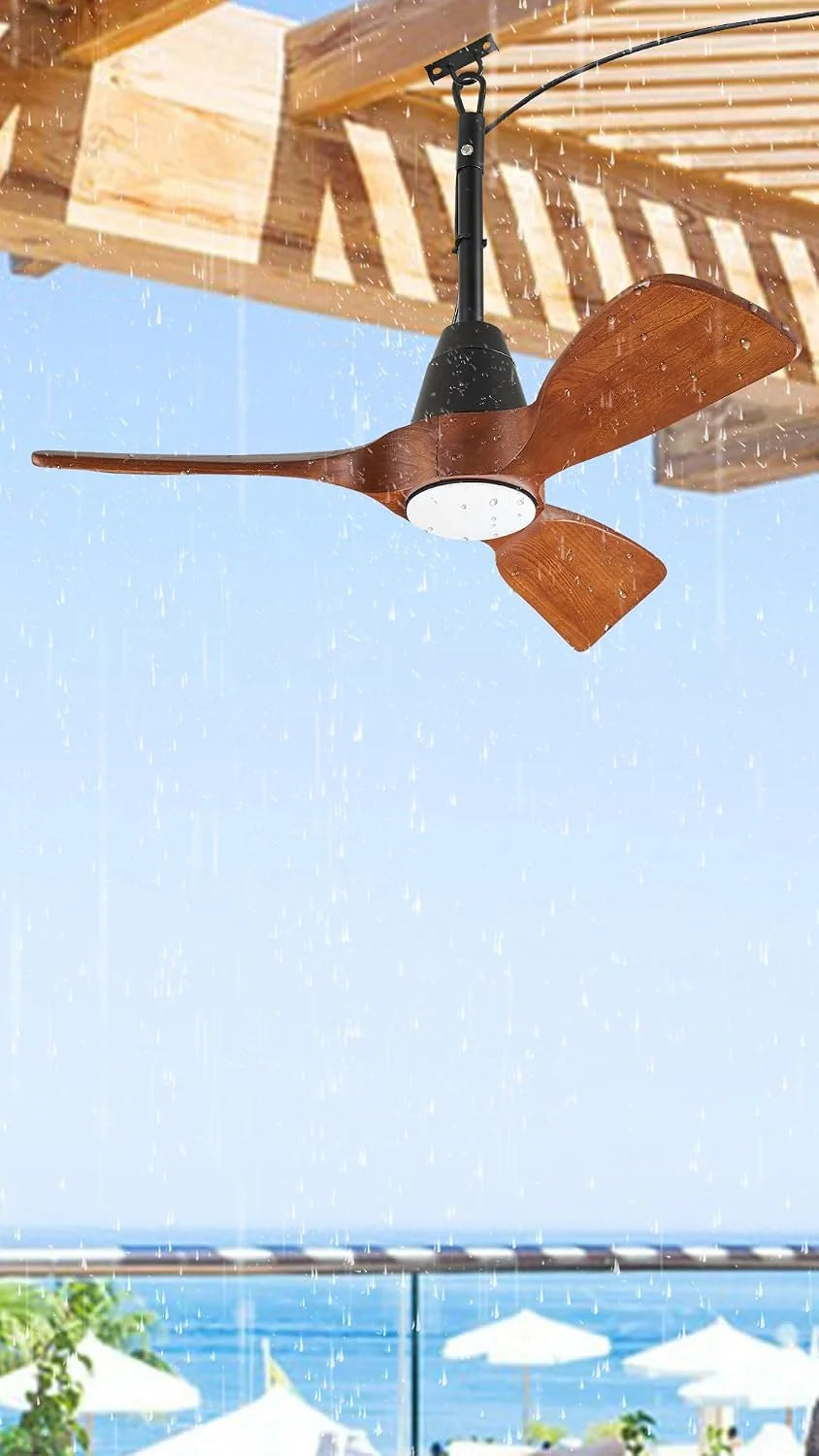 New Arrivals 3 Blades Wood Outdoor Ceiling Fan with Light for Patios, Farmhouse Rustic Ceiling Fans with Lights - Image 12