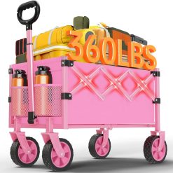 Wagons Carts Foldable, 360LBS Folding Heavy Duty Wagon with Wheels