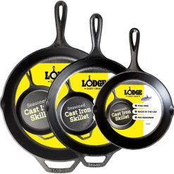 New Arrivals Seasoned Cast Iron Skillet Set 8, 10.25 & 12 Inches