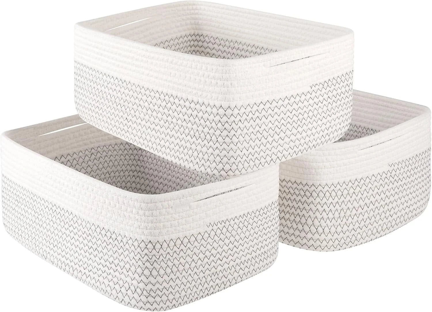 New Arrivals Baskets for Organizing 3 Pack, Woven Baskets for Shelves, Closet Organizer Bins with Handle, Empty Gift - Image 4