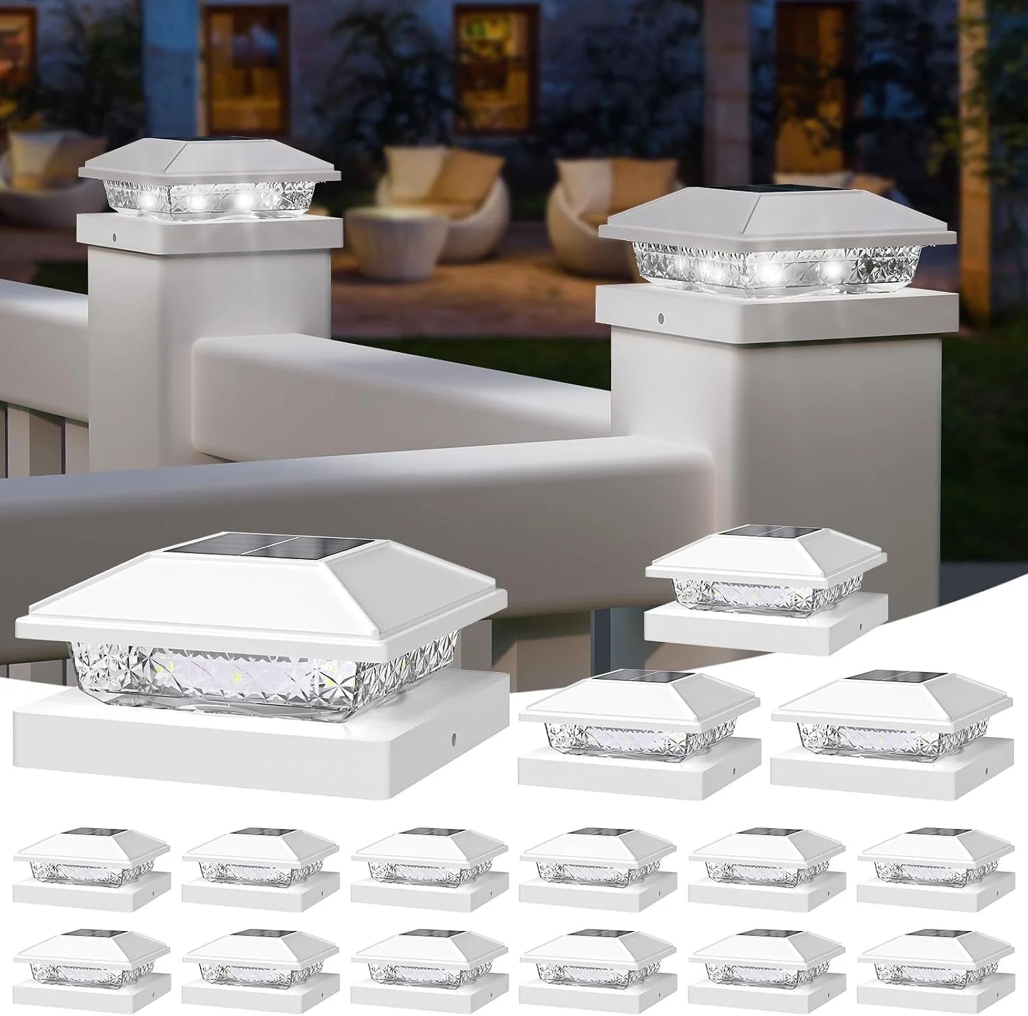 New Arrivals Solar Post Cap Lights, 4x4 Post Solar Light Cool White, White 12 Pack " For Home Projects - Image 13