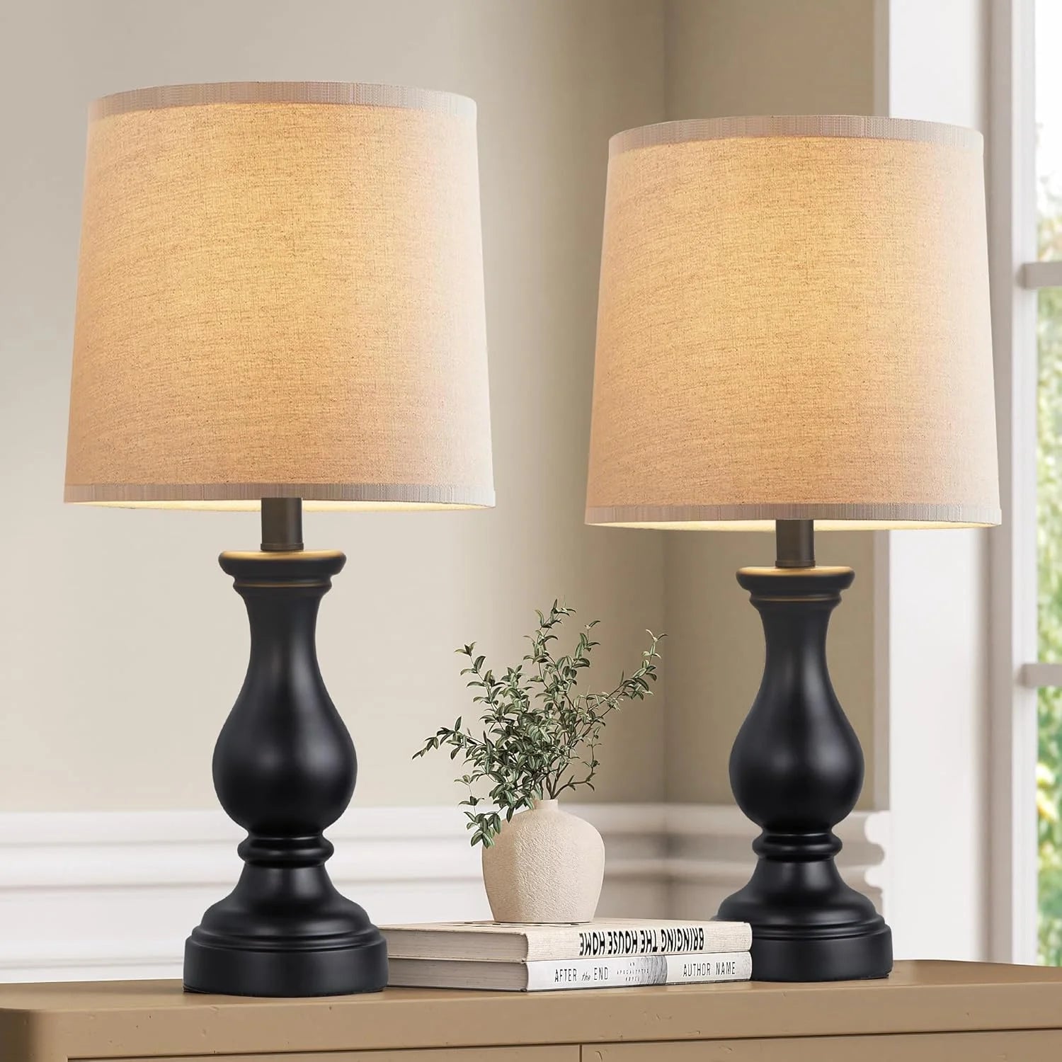 New Arrivals Farmhouse Table Lamps Set of 2, Rustic Lamp for Bedroom Living Room - Image 3