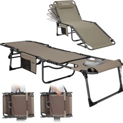 New Arrivals Lounge Chair with face Hole & Canopy Shade, 400LBS Folding Portable Tanning Chair with face Hole
