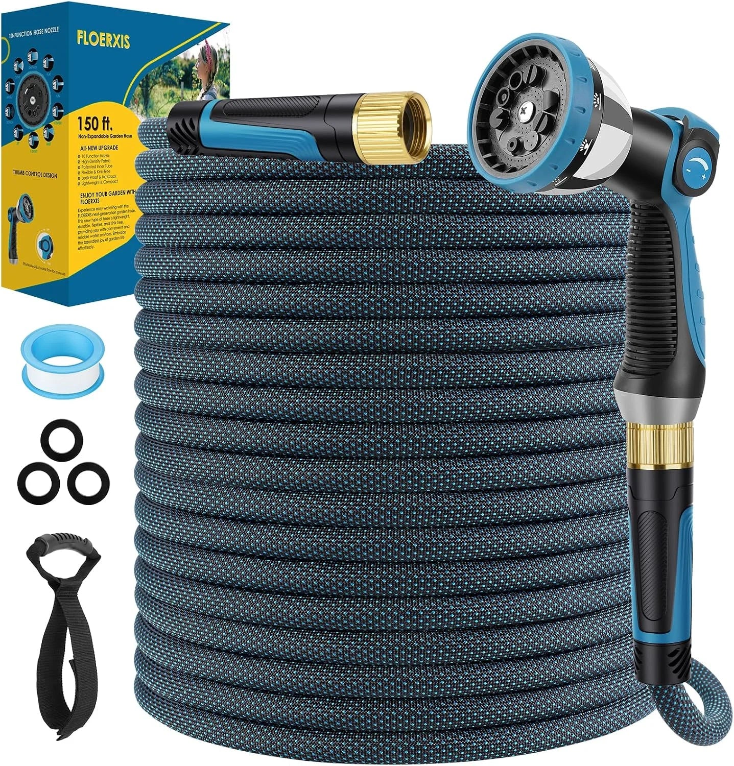 New Arrivals Non-Expandable Garden Hose 100 FT, Lightweight Hose with 10 Function Spray Nozzle, 360° Swivel Connectors - Image 8