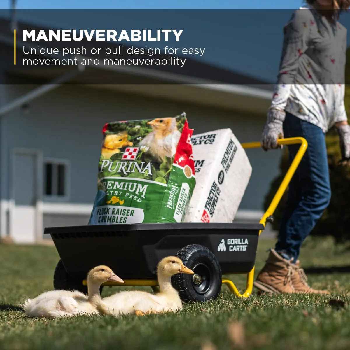 Carts GCR-4 Poly Dump Cart, 2-Wheel Garden Wagon with Foldable Handle, 4 cu ft, 300 lb. Capacity - Image 5