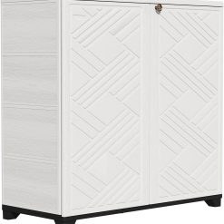 New Arrivals Indoor/Outdoor Storage Cabinet Waterproof, 34x15x34 Plastic Outdoor Storage Box for Garden Balcony Bathroom