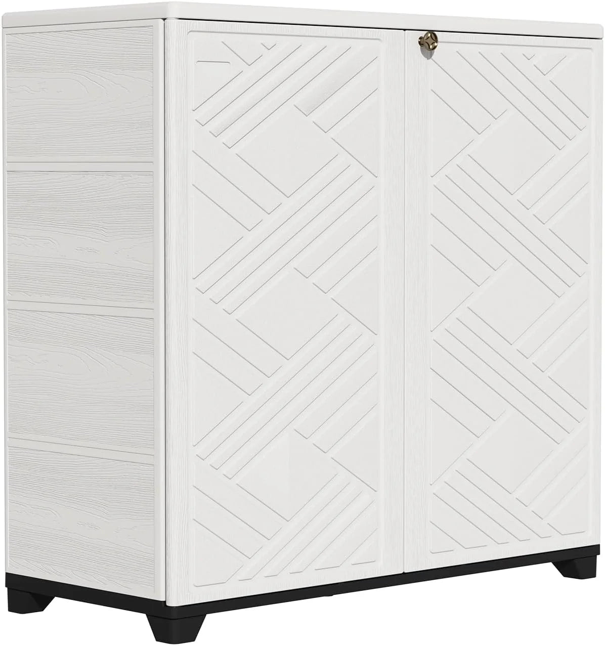 New Arrivals Indoor/Outdoor Storage Cabinet Waterproof, 34x15x34 Plastic Outdoor Storage Box for Garden Balcony Bathroom