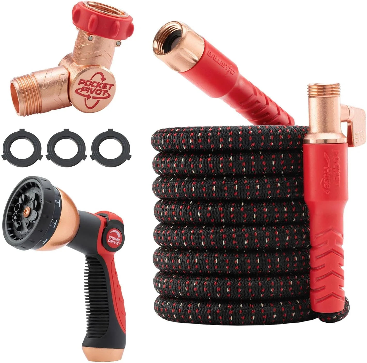 Pocket Hose Ballistic 50 FT Expandable Garden Hose, No-Kink, 360° swiveling pocket pivot connector bifanuoyard - Image 2