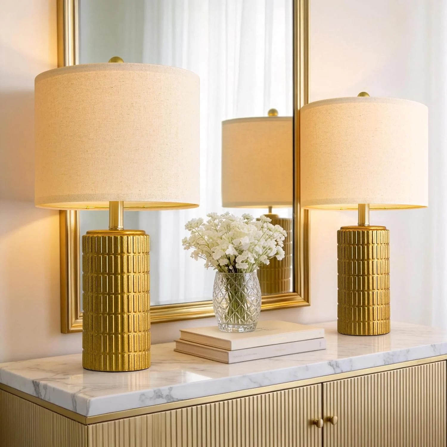 PoKat 20.75" Small Modern Ceramic Table Lamps Set of 2 bifanuoyard - Image 4
