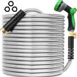 New Arrivals 200ft x 5/8 in Heavy Duty, Flexible and Lightweight Water Hose, Burst 600 psi, 3/4” Solid Metal Fittings