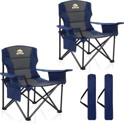 Alternative view of New Arrivals Oversized Heavy Duty Camping Chairs 2 Pack, 450 LBS Support Extra Wide Folding Portable Outdoor Chair
