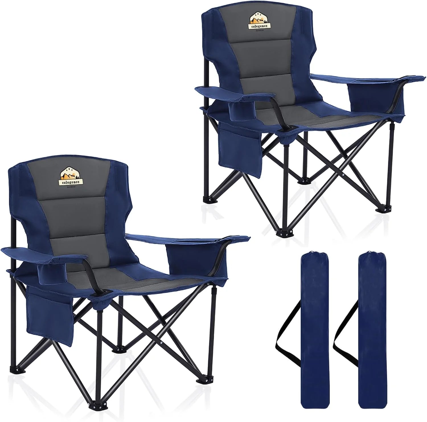New Arrivals Oversized Heavy Duty Camping Chairs 2 Pack, 450 LBS Support Extra Wide Folding Portable Outdoor Chair - Image 2