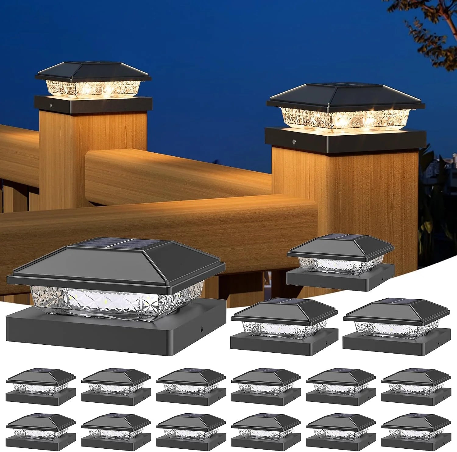 New Arrivals Solar Post Cap Lights, 4x4 Post Solar Light Cool White, White 12 Pack " For Home Projects - Image 11