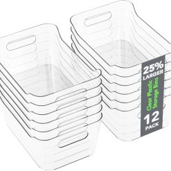 Plastic Storage Bins, Multi-Use Organizer Bins, Pantry Organizer, Clear Storage Containers for Home