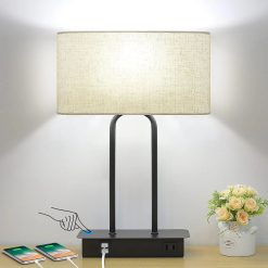 Alternative view of Lakumu Bedside Touch Control Table Lamps with Dual USB Charging Ports 1 AC Outlet, Dimmable bifanuoyard