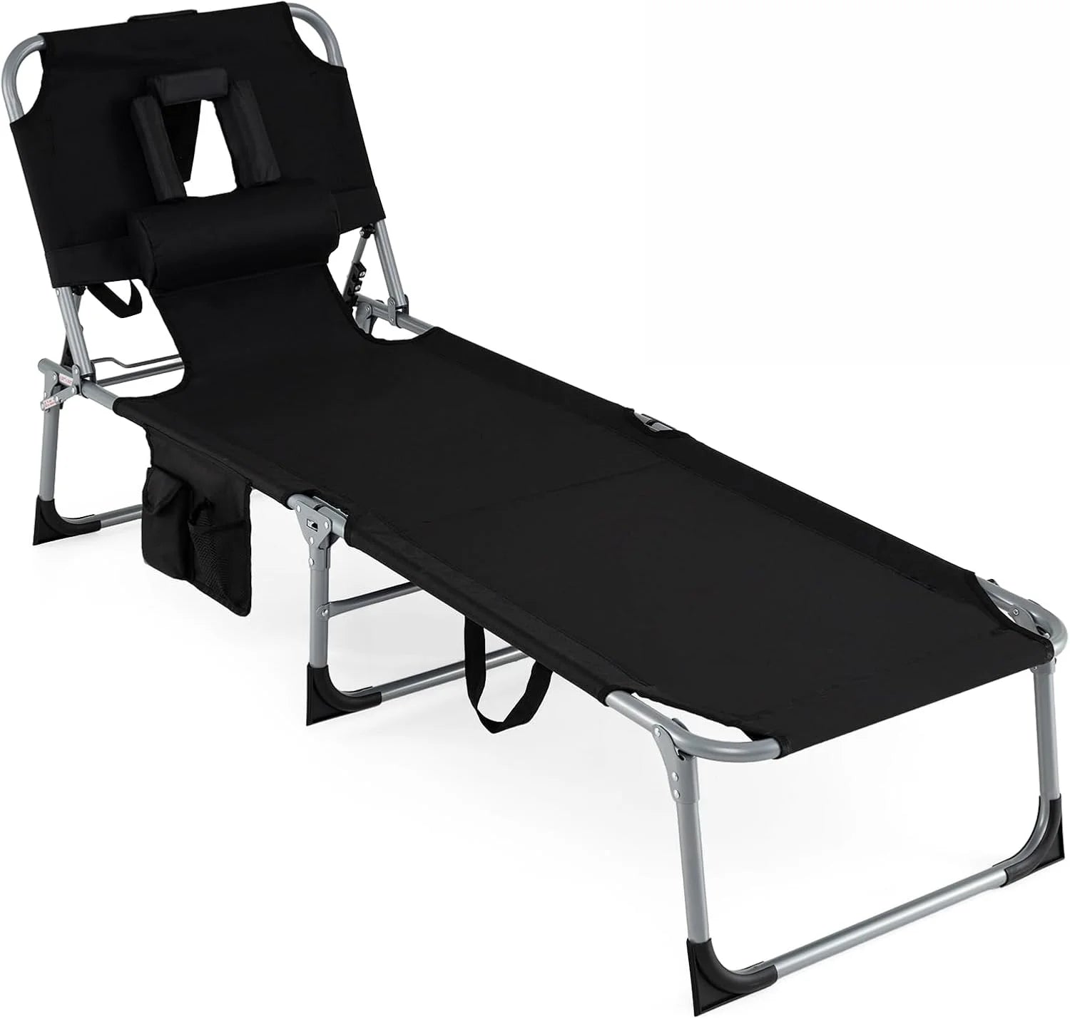 New Arrivals Tanning Chair with Face Hole, Folding Beach Lounge Chair with 4-Position Adjustable Backrest, Camping (1 - Image 6