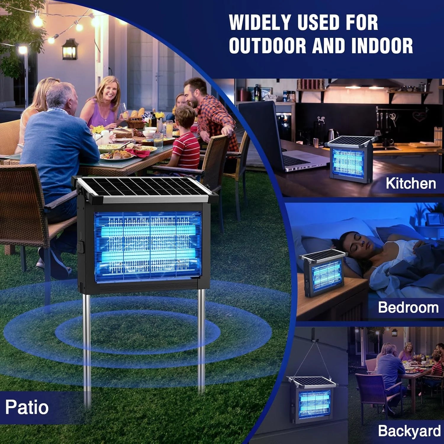 New Arrivals Bug Zapper Outdoor, 4500V Mosquito Zapper Waterproof with Panel Sensor Electric Fly Zapper Rechargeable Mosquito - Image 7