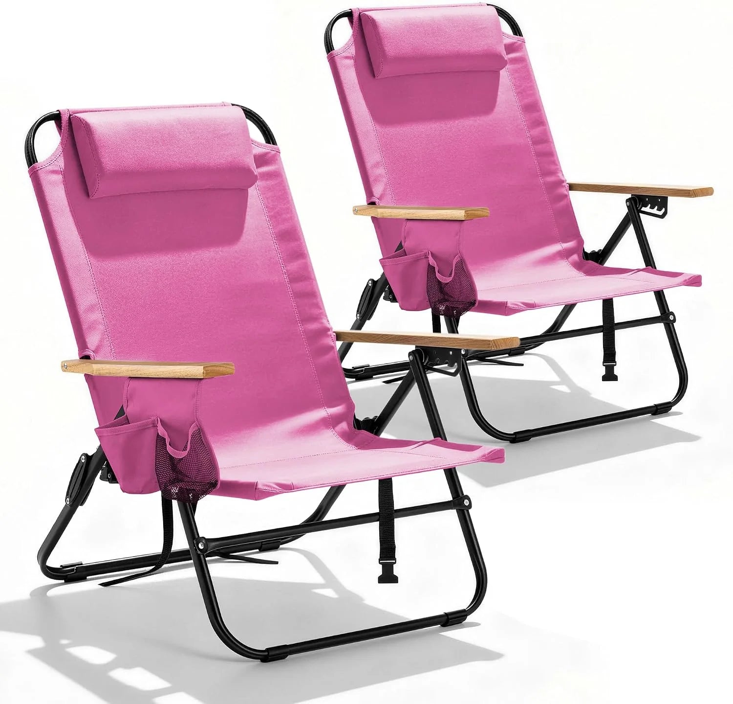 Canpsky 2 Pack Premium 5-Position Reclining Camping Chair, Portable Folding Lightweight Outdoor Chair with Wooden bifanuoyard - Image 8