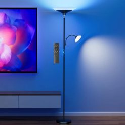 Alternative view of SIBRILLE Upgraded 2-in-1 Torchiere Floor Lamp, Dimmable, Black Modern Corner Lamp for Living Room Bedroom Office bifanuoyard