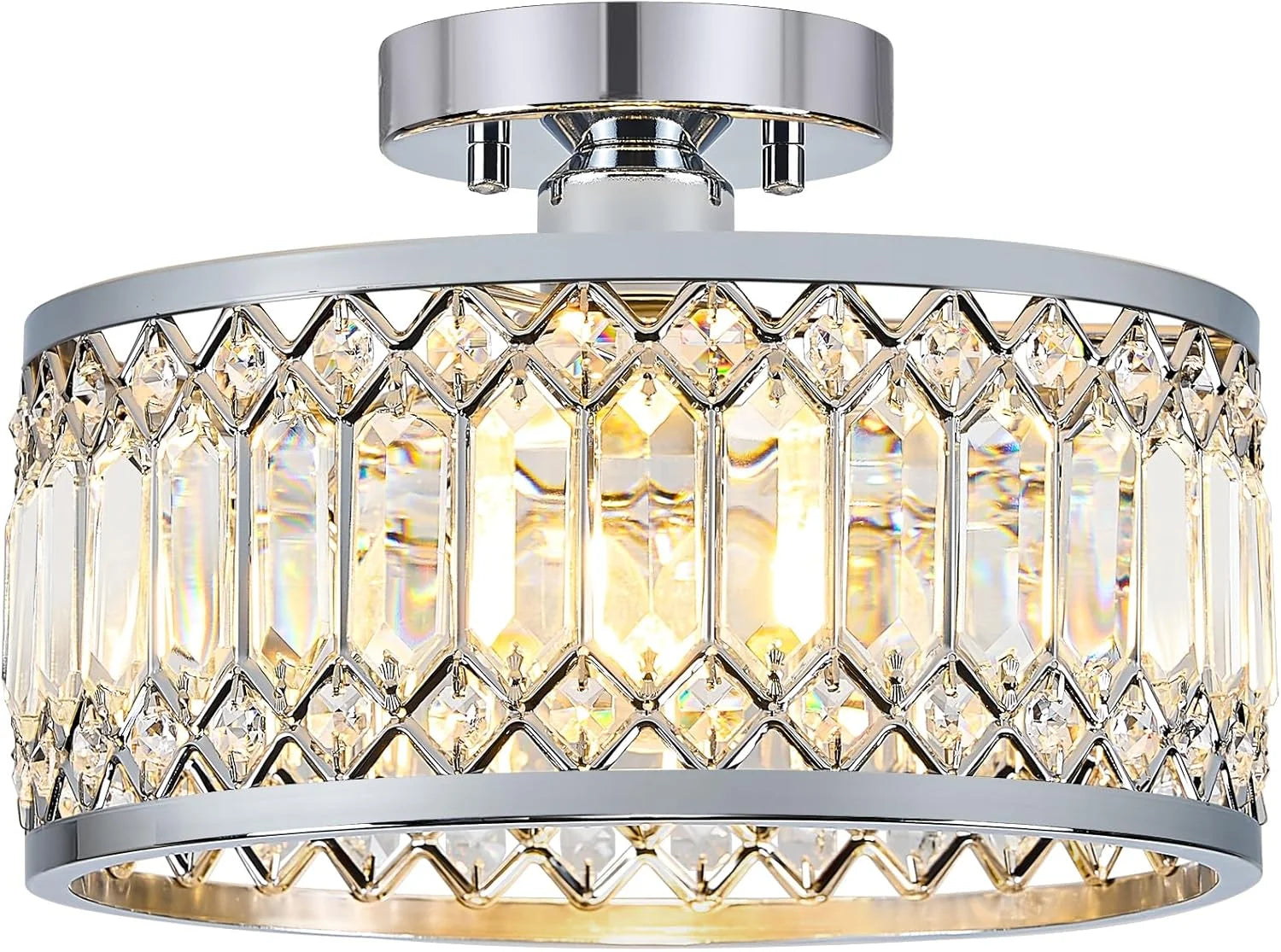 New Arrivals Crystal Black Ceiling Light, Modern Semi Flush Mount Ceiling Lighting Fixture - Image 9