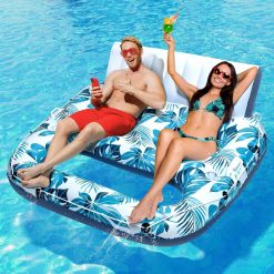 Alternative view of JCLEAL Pool Floats Adult 1-2-3 Person Inflatable Lounger, Extra Large Tanning Recliner Floaty Chair Raft with Backrest bifanuoyard