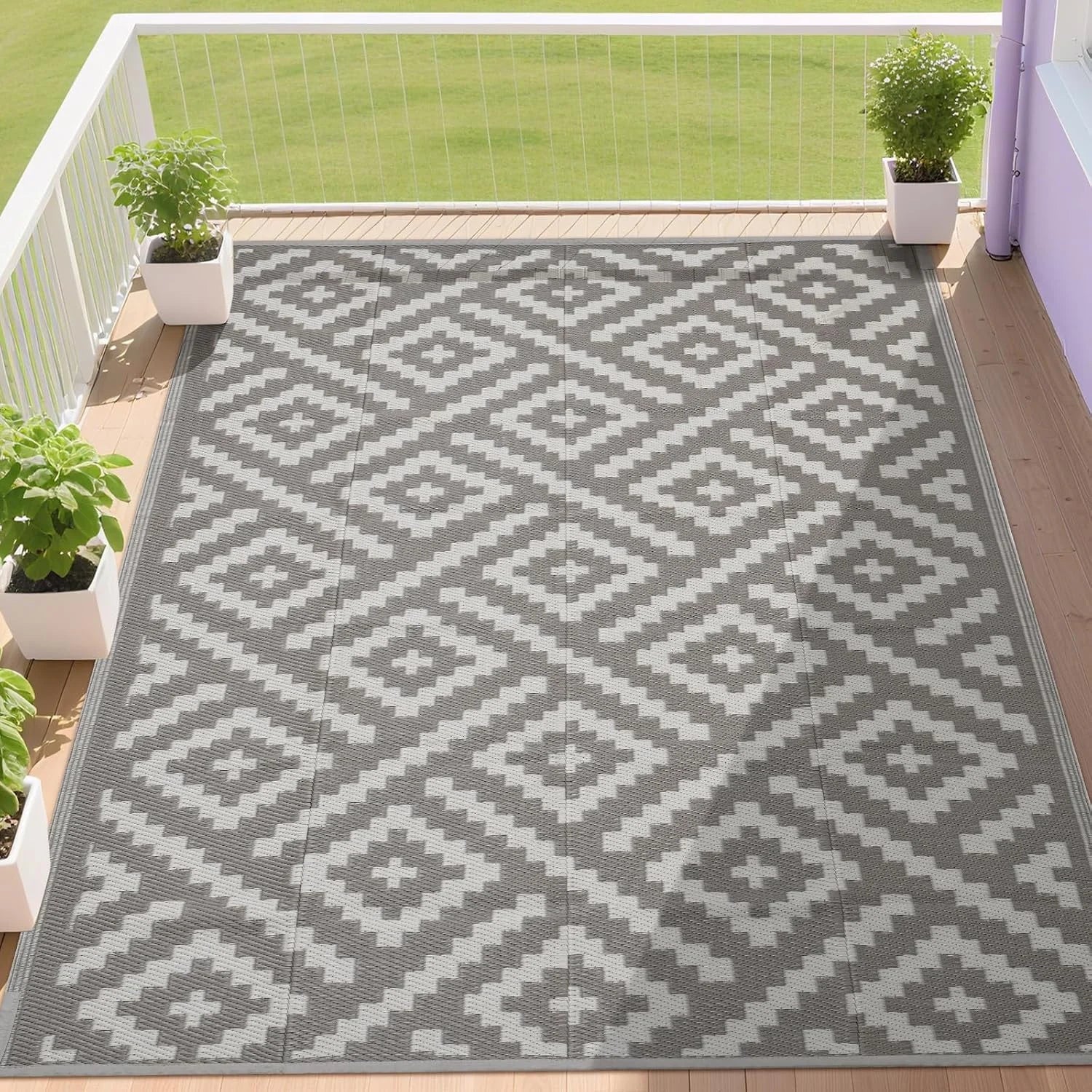 RURALITY Outdoor Rugs 8"x10" Waterproof for Patios Clearance, Plastic Straw Mats for RV bifanuoyard - Image 12