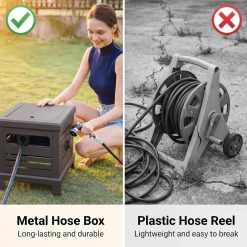 Alternative view of New Arrivals Hose Reel, Heavy Duty Metal Deck Box Hideaway Holds 125 ft x 5/8 Hose