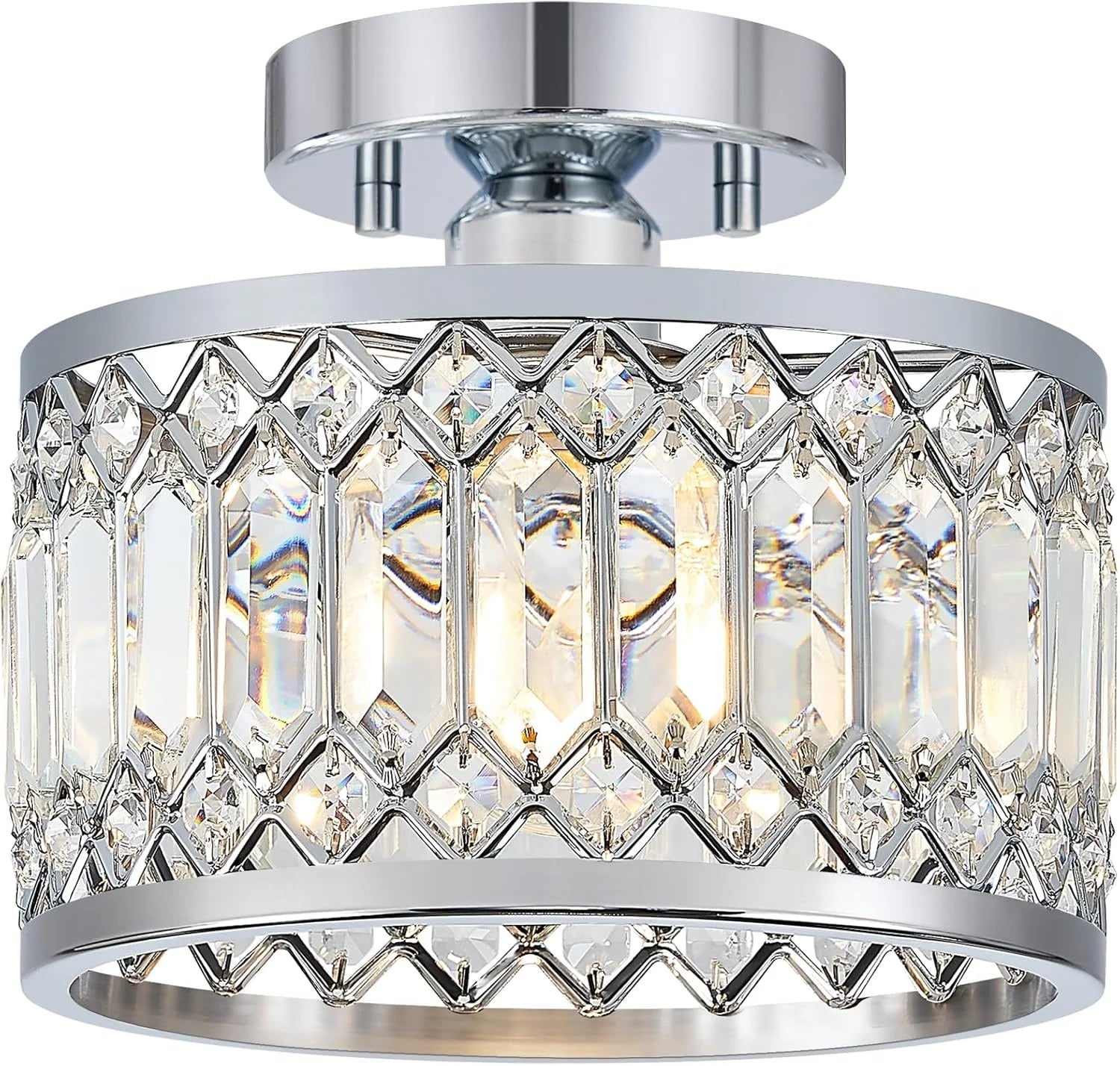New Arrivals Crystal Black Ceiling Light, Modern Semi Flush Mount Ceiling Lighting Fixture - Image 11